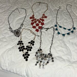 5 Embellished Enamel Stone Necklaces
